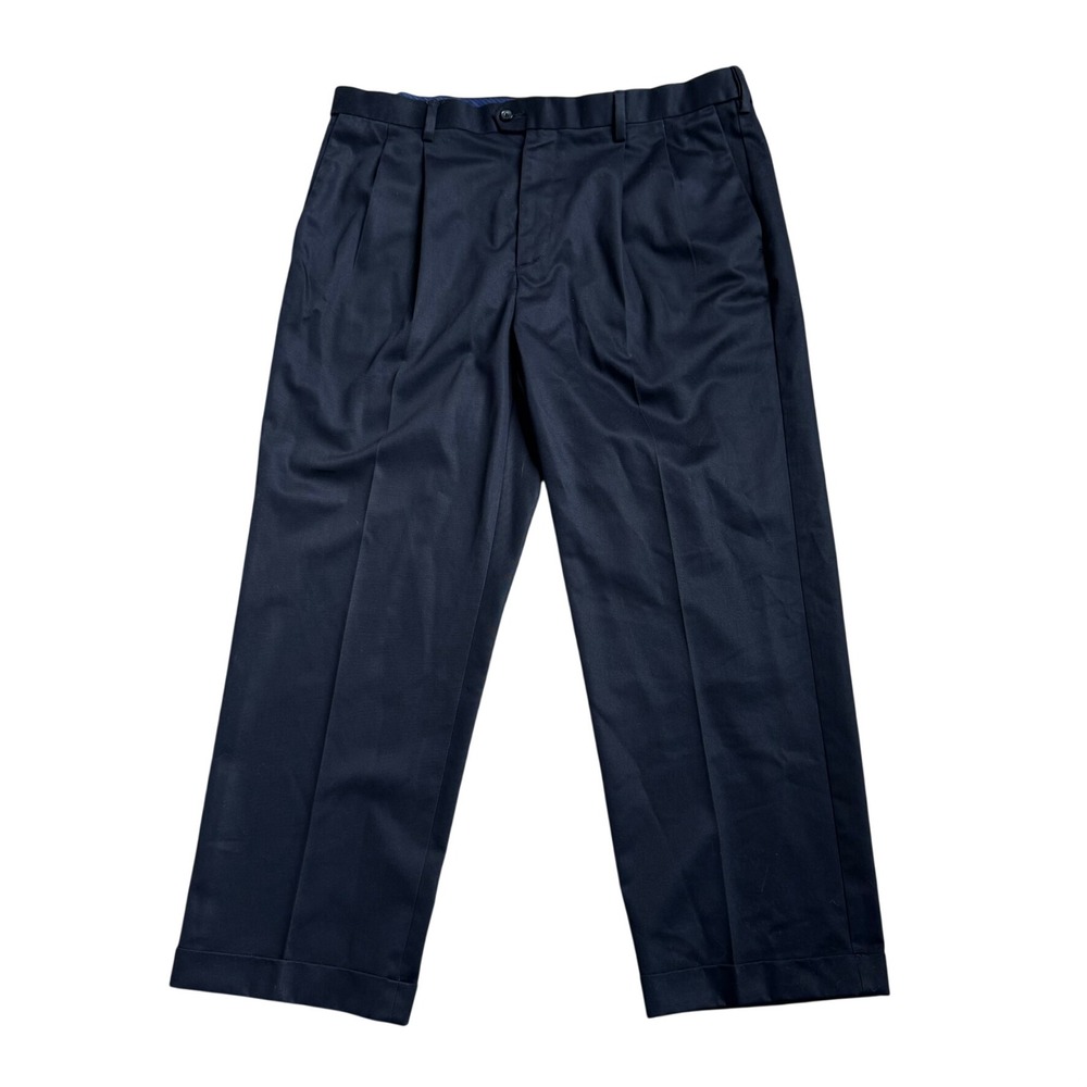 CROFT & BARROW Men's 38x29 Black 100% Cotton Pleated Cuffed Dress Pants Trousers